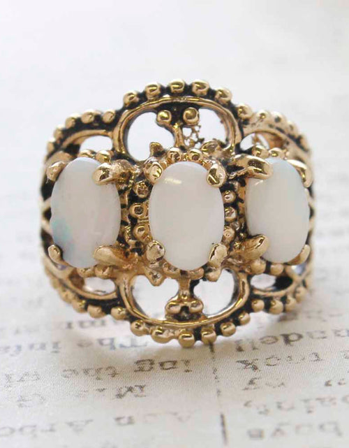 Load image into Gallery viewer, Vintage Ring Austrian Crystal Cocktail Ring Antique 18k Gold Womans Jewelry by PVD Vintage Jewelry
