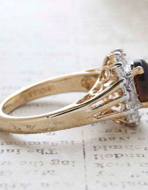 Load image into Gallery viewer, Vintage Jewelry Genuine Stone or Crystal Surrounded by Clear Austrian Crystals Ring Made in the USA by PVD Vintage Jewelry
