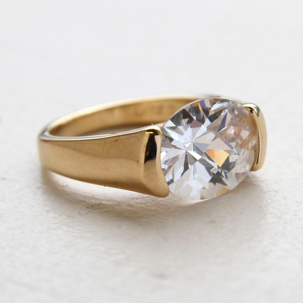 Vintage Ring Amethyst Swarovski Crystal Ring 18k White Gold Silver  R4668 by PVD Vintage Jewelry