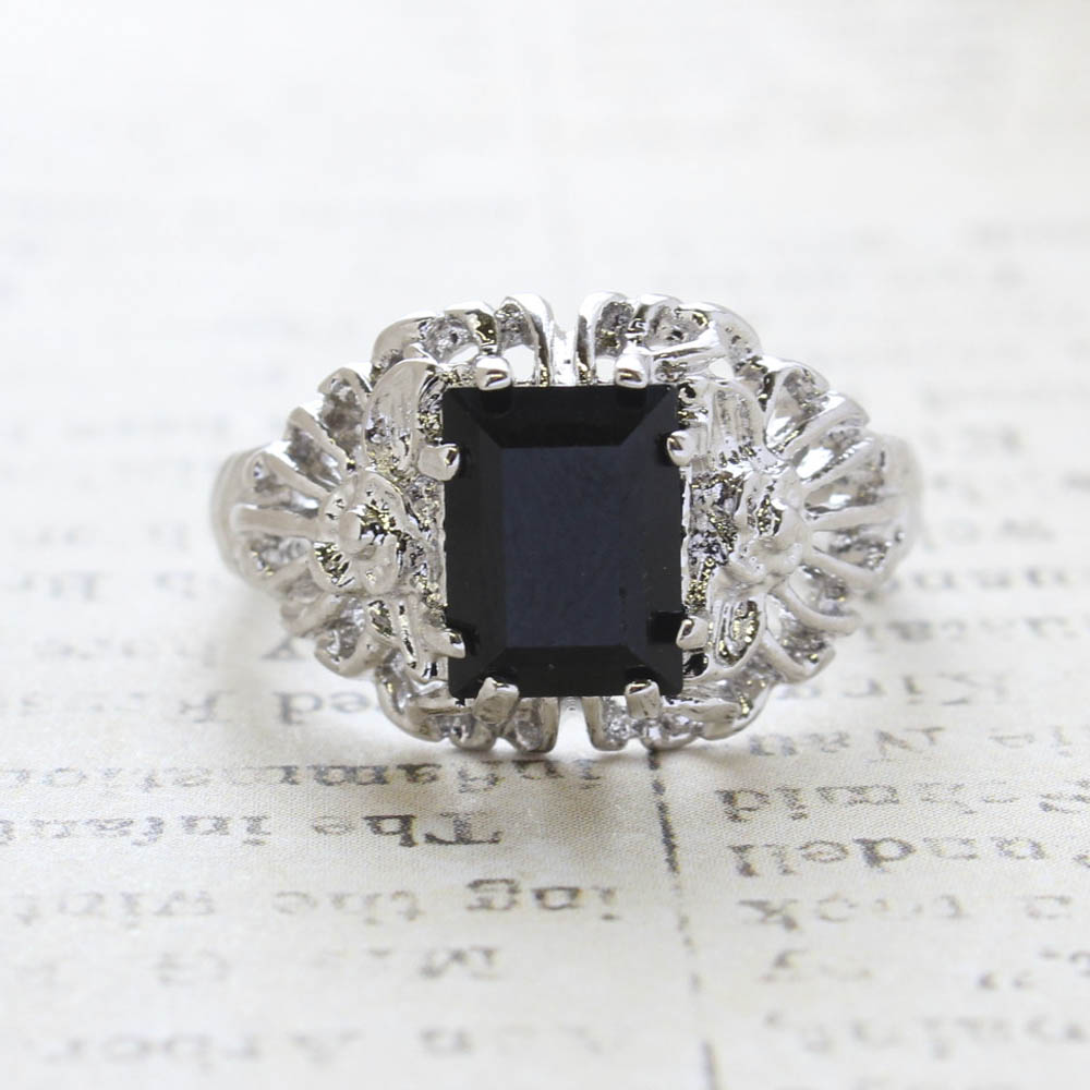 Vintage Ring Emerald Cut Emerald Austrian Crystal 18kt Antiqued Yellow Gold Plated Filligree Ring by PVD Vintage Jewelry