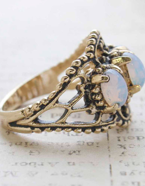 Load image into Gallery viewer, Vintage Ring Austrian Crystal Cocktail Ring Antique 18k Gold Womans Jewelry by PVD Vintage Jewelry
