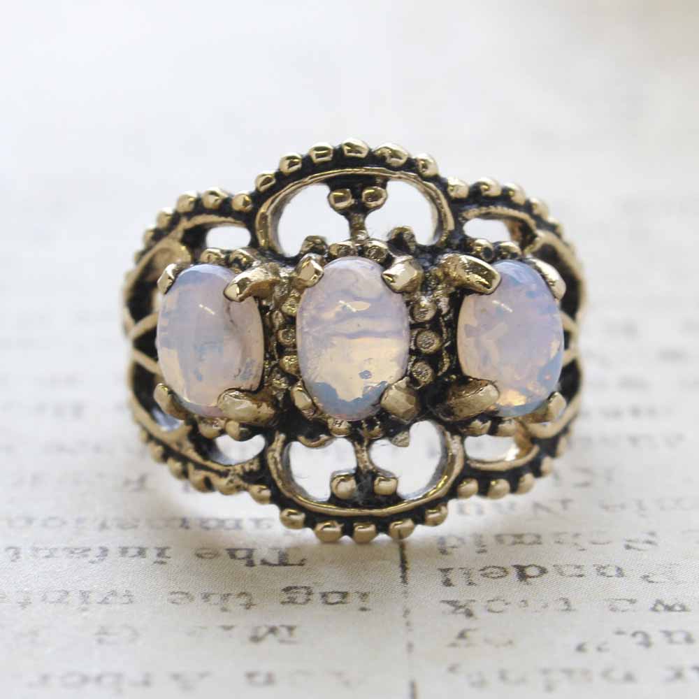 Vintage Ring Austrian Crystal Cocktail Ring Antique 18k Gold Womans Jewelry by PVD Vintage Jewelry