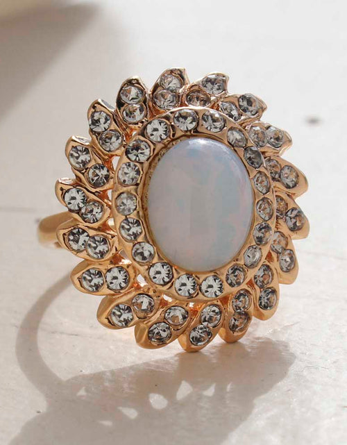 Load image into Gallery viewer, Vintage Jewelry Pinfire Opal Cocktail Ring in a 18k Gold Electroplated Setting Made in the USA by PVD Vintage Jewelry
