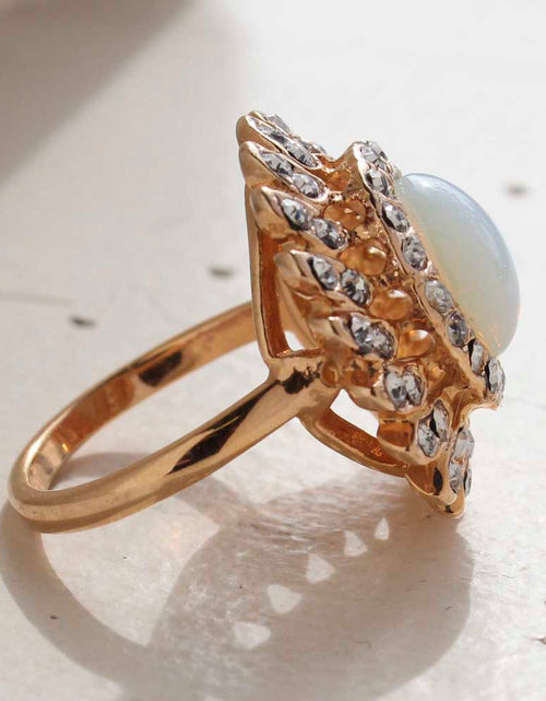 Load image into Gallery viewer, Vintage Jewelry Pinfire Opal Cocktail Ring in a 18k Gold Electroplated Setting Made in the USA by PVD Vintage Jewelry
