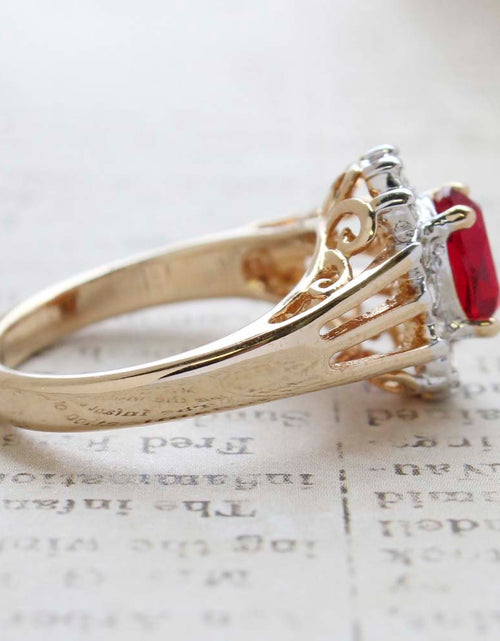Load image into Gallery viewer, Vintage Jewelry Genuine Stone or Crystal Surrounded by Clear Austrian Crystals Ring Made in the USA by PVD Vintage Jewelry
