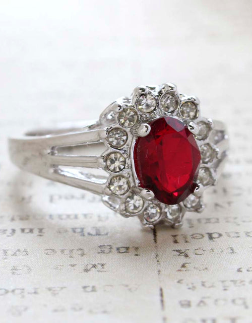 Load image into Gallery viewer, Vintage Jewelry Genuine Stone or Crystal Surrounded by Clear Austrian Crystals Ring Made in the USA by PVD Vintage Jewelry
