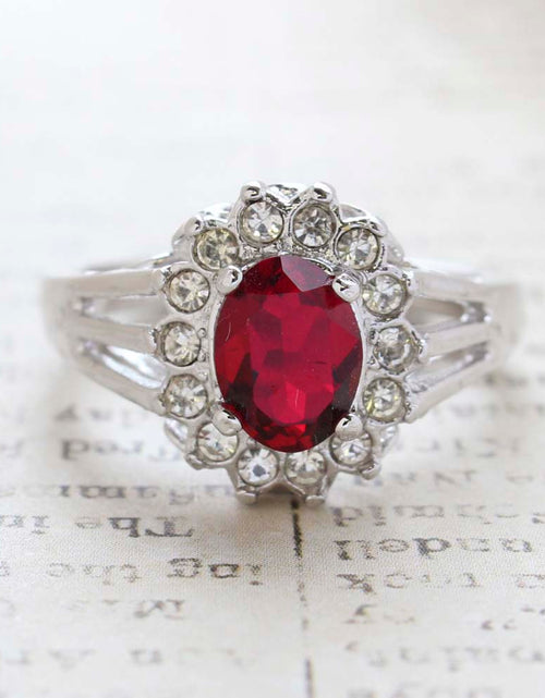 Load image into Gallery viewer, Vintage Jewelry Genuine Stone or Crystal Surrounded by Clear Austrian Crystals Ring Made in the USA by PVD Vintage Jewelry
