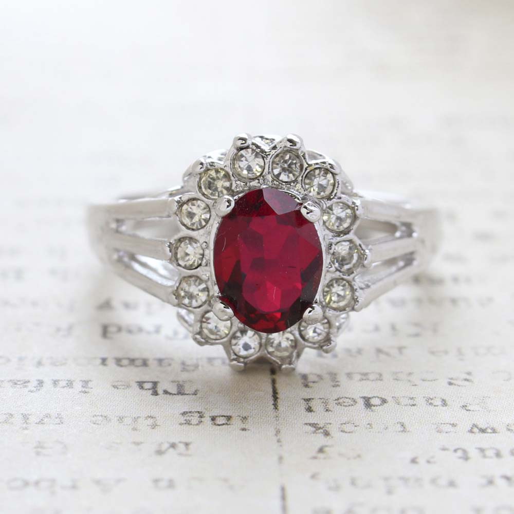 Vintage Jewelry Genuine Stone or Crystal Surrounded by Clear Austrian Crystals Ring Made in the USA by PVD Vintage Jewelry