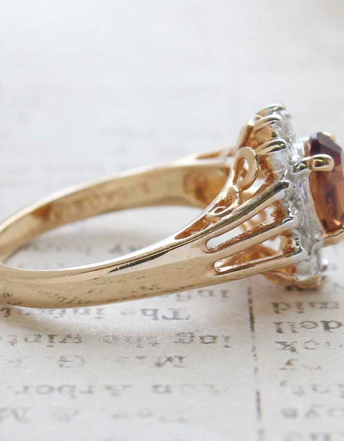 Load image into Gallery viewer, Vintage Jewelry Genuine Stone or Crystal Surrounded by Clear Austrian Crystals Ring Made in the USA by PVD Vintage Jewelry
