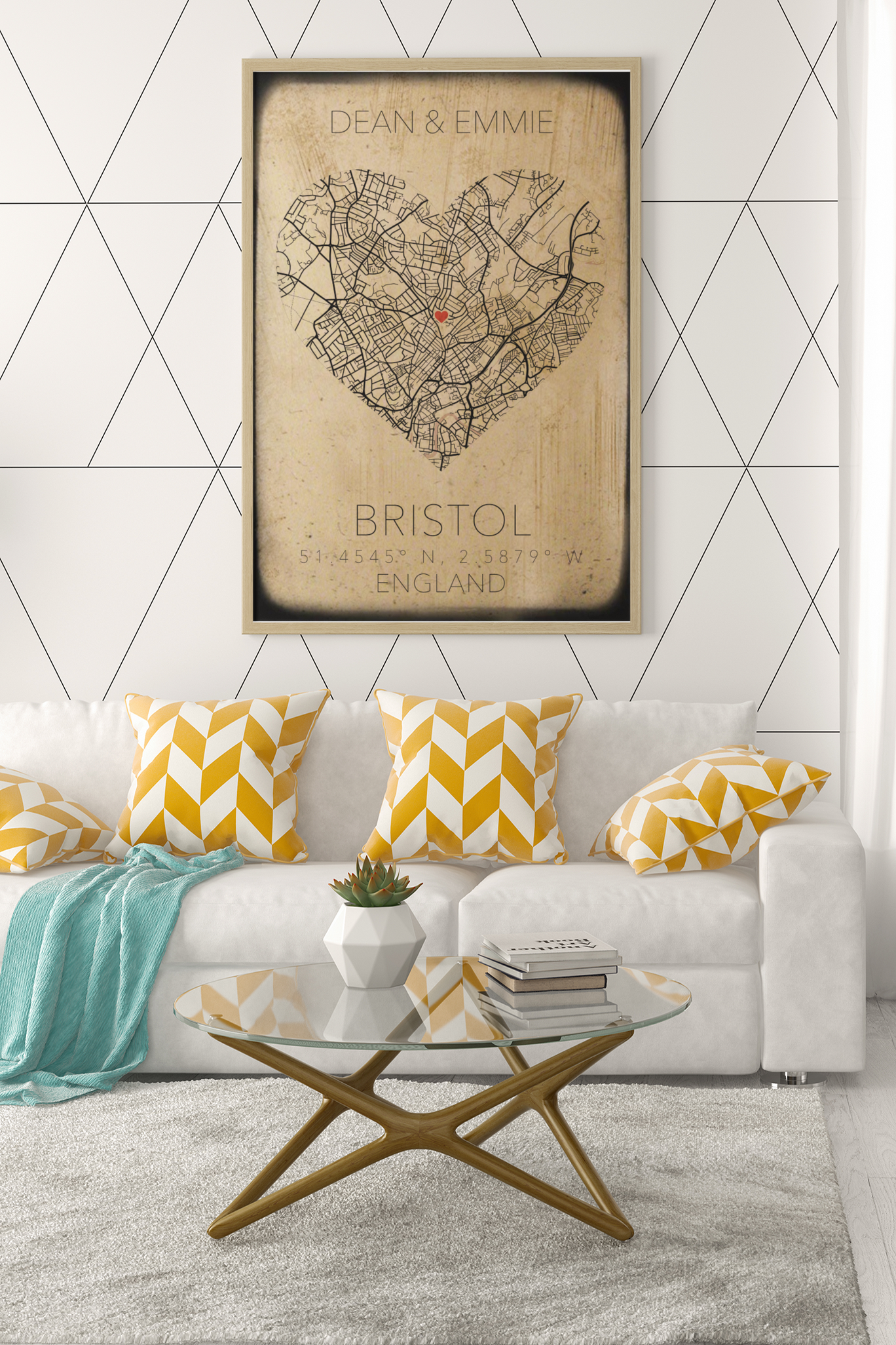 Couples Love Heart Map Any City & Country with Coordinates Personalised 2022 Wall Decor Print with 10 New Styles by WinsterCreations™ Official Store