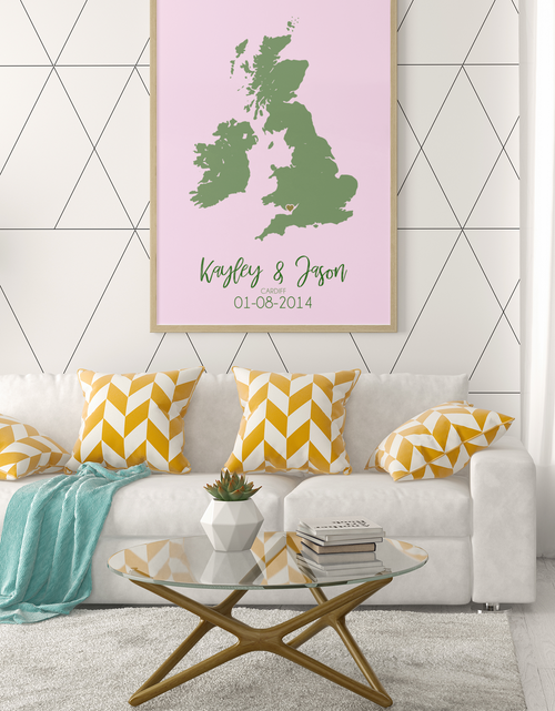 Load image into Gallery viewer, Couples United Kingdom Map with Special Dates &amp; Heart Personalised 2022 Wall Decor Print with 10 New Styles by WinsterCreations™ Official Store

