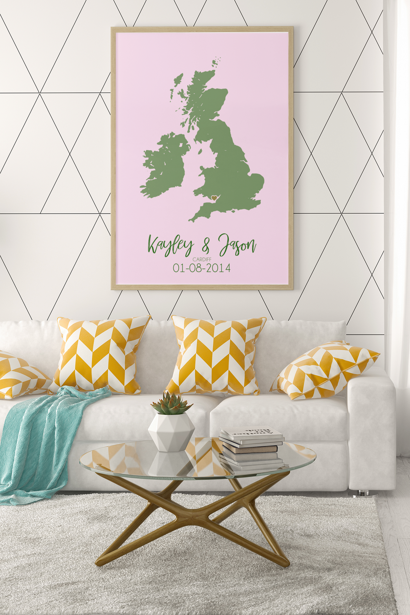Couples United Kingdom Map with Special Dates & Heart Personalised 2022 Wall Decor Print with 10 New Styles by WinsterCreations™ Official Store