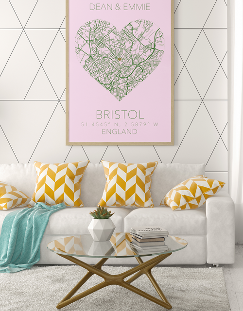 Load image into Gallery viewer, Couples Love Heart Map Any City &amp; Country with Coordinates Personalised 2022 Wall Decor Print with 10 New Styles by WinsterCreations™ Official Store
