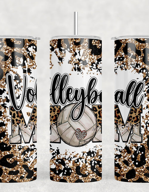 Load image into Gallery viewer, Volleyball Mom Leopard Print - 20 oz Steel Skinny Tumbler - Optional Blue Tooth Speaker - Speaker Color will Vary by Rowdy Ridge Co
