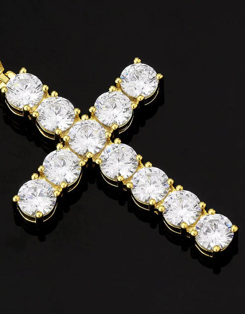 Load image into Gallery viewer, VVS Moissanite Solid Silver Cross Pendant in 14K Gold by Bling Proud | Urban Jewelry Online Store
