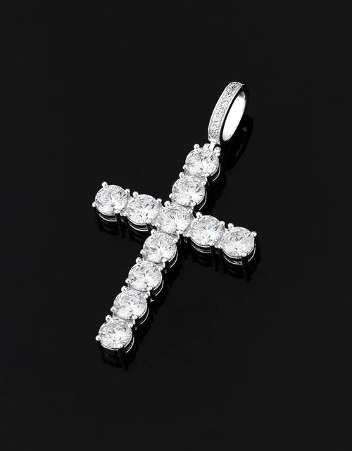 Load image into Gallery viewer, VVS Moissanite Solid Silver Cross Pendant in White Gold by Bling Proud | Urban Jewelry Online Store

