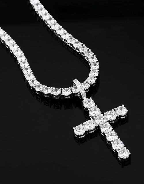 Load image into Gallery viewer, VVS Moissanite Solid Silver Cross Pendant in White Gold by Bling Proud | Urban Jewelry Online Store
