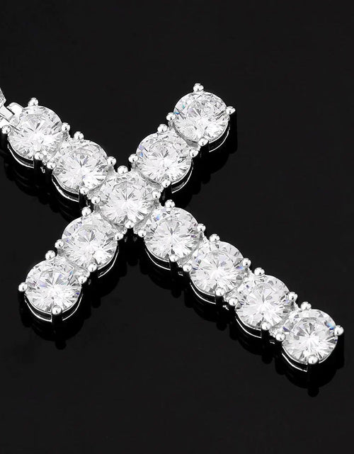 Load image into Gallery viewer, VVS Moissanite Solid Silver Cross Pendant in White Gold by Bling Proud | Urban Jewelry Online Store
