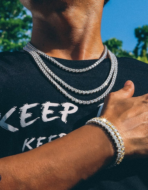 Load image into Gallery viewer, VVS1 Moissanite Diamond 925 Sterling Silver Tennis Chain in White Gold by Bling Proud | Urban Jewelry Online Store
