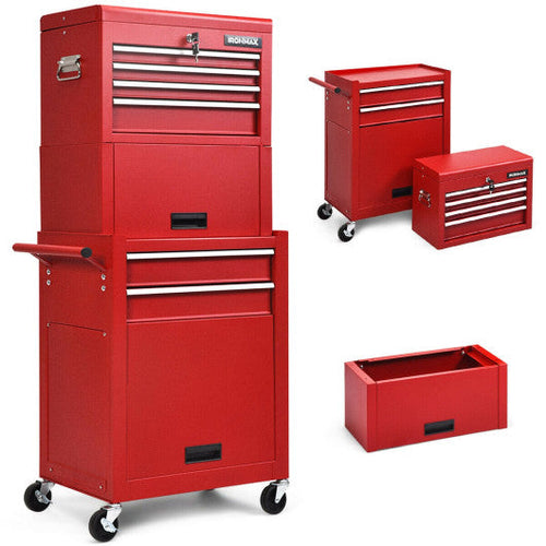 Load image into Gallery viewer, 6-Drawer Tool Chest with Heightening Cabinet-Red
