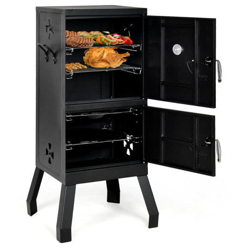 Load image into Gallery viewer, Vertical 2-Tier Outdoor Barbeque Grill with Temperature Gauge
