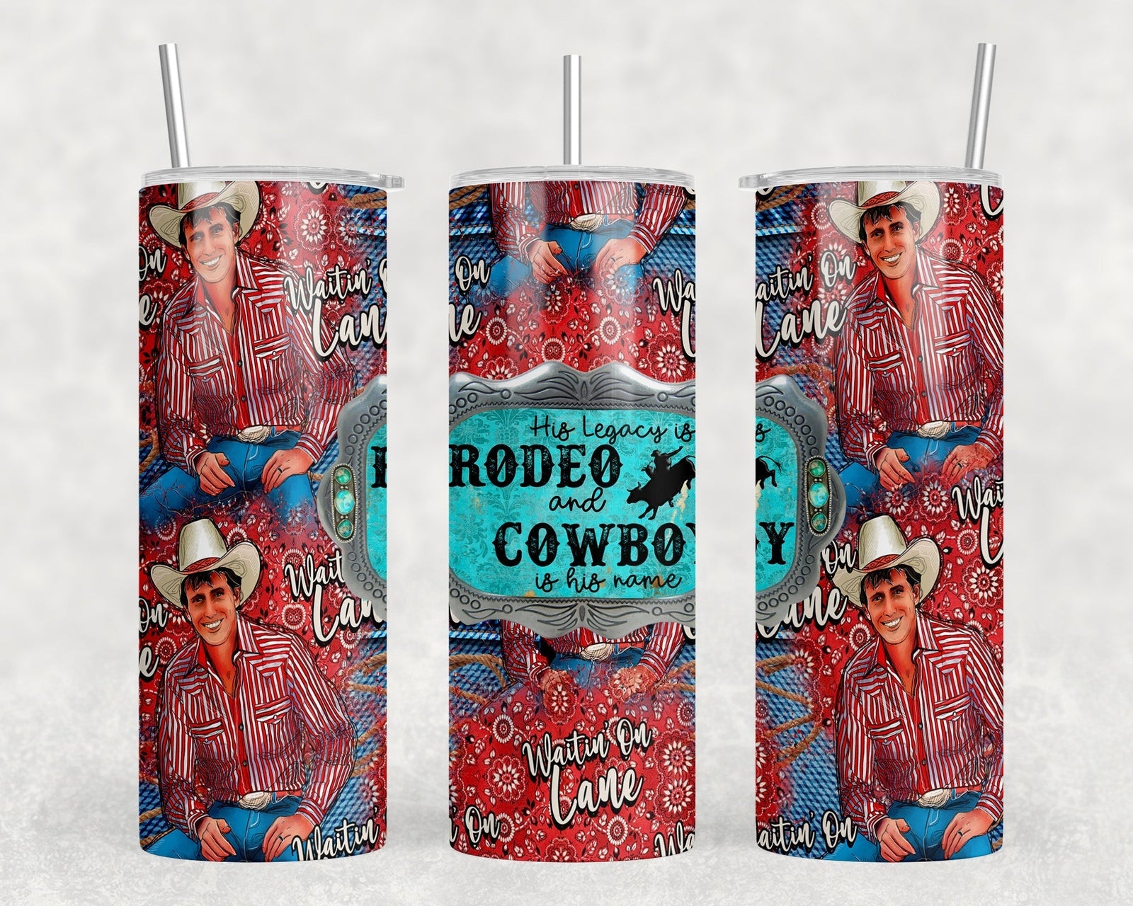 Waitin on Lane - 20 oz Steel Skinny Tumbler - Optional Blue Tooth Speaker - Speaker Color will Vary by Rowdy Ridge Co