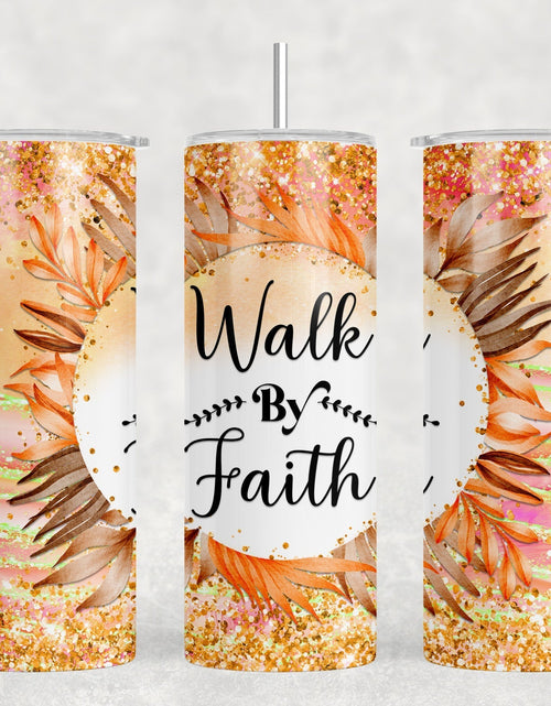 Load image into Gallery viewer, Walk By Faith - 20 oz Steel Skinny Tumbler - Optional Blue Tooth Speaker - Speaker Color will Vary by Rowdy Ridge Co

