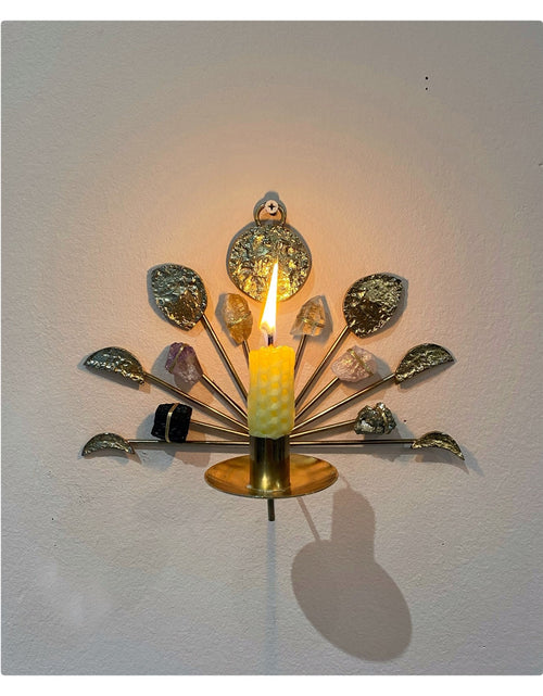 Load image into Gallery viewer, Wall Mount Candle Holder Lunar Healing Crystal Grid by Ariana Ost
