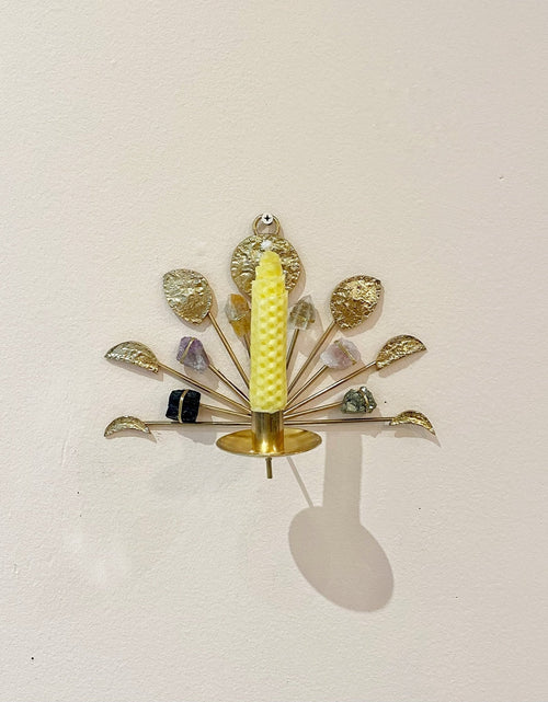 Load image into Gallery viewer, Wall Mount Candle Holder Lunar Healing Crystal Grid by Ariana Ost
