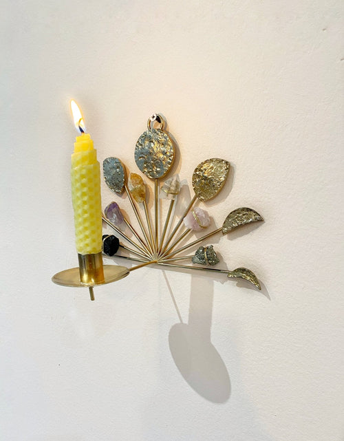 Load image into Gallery viewer, Wall Mount Candle Holder Lunar Healing Crystal Grid by Ariana Ost
