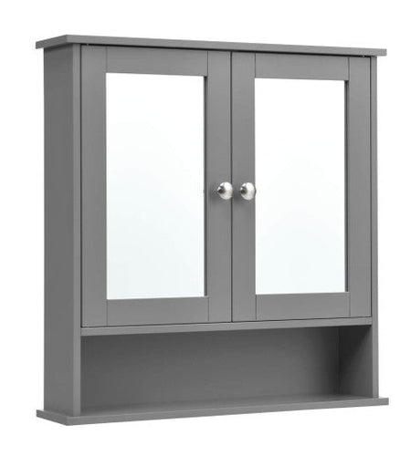 Bathroom Wall Mount Mirror Cabinet Organizer-Gray