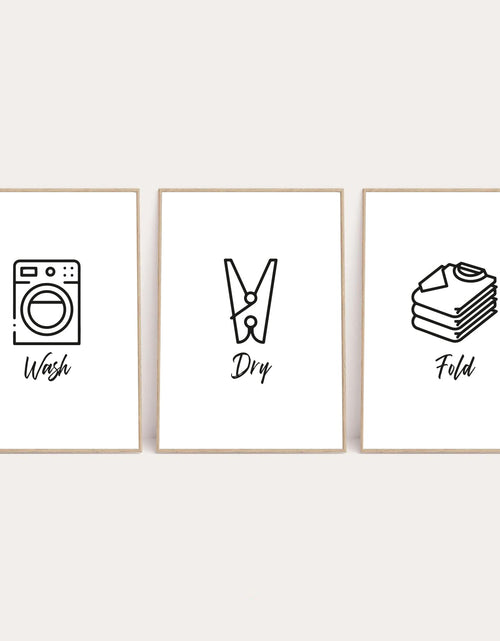 Load image into Gallery viewer, Wash Dry Fold Laundry Room Set Of 3 Wall Decor Prints by WinsterCreations™ Official Store
