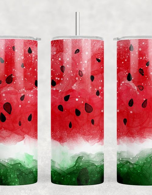 Load image into Gallery viewer, Watermelon |Skinny Tumbler|Optional Bluetooth Speaker| Speaker Color Varies by Rowdy Ridge Co
