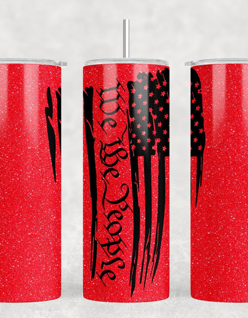Load image into Gallery viewer, We The People Red - 20 oz Steel Skinny Tumbler - Optional Blue Tooth Speaker - Speaker Color will Vary by Rowdy Ridge Co
