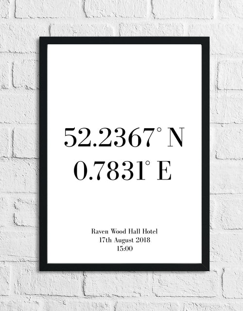Load image into Gallery viewer, Personalised Wedding Coordinates Venue Simple Home Wall Decor Print by WinsterCreations™ Official Store
