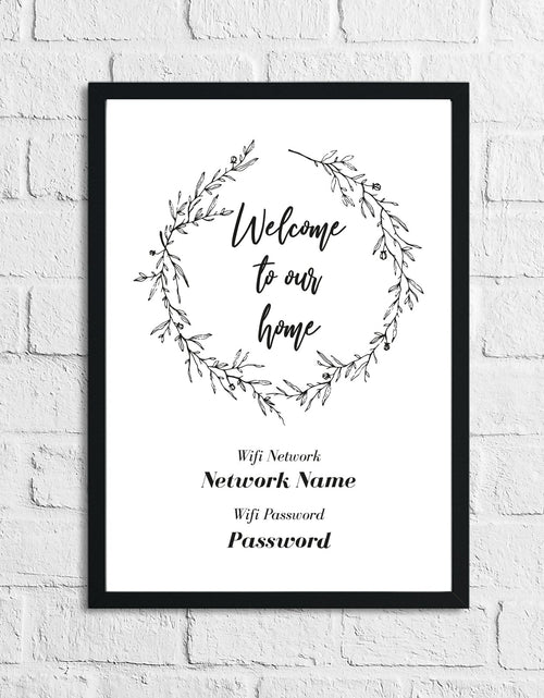 Load image into Gallery viewer, Personalised Wreath Wifi Wi-Fi Welcome To Our Home Simple Home Wall Decor Print by WinsterCreations™ Official Store
