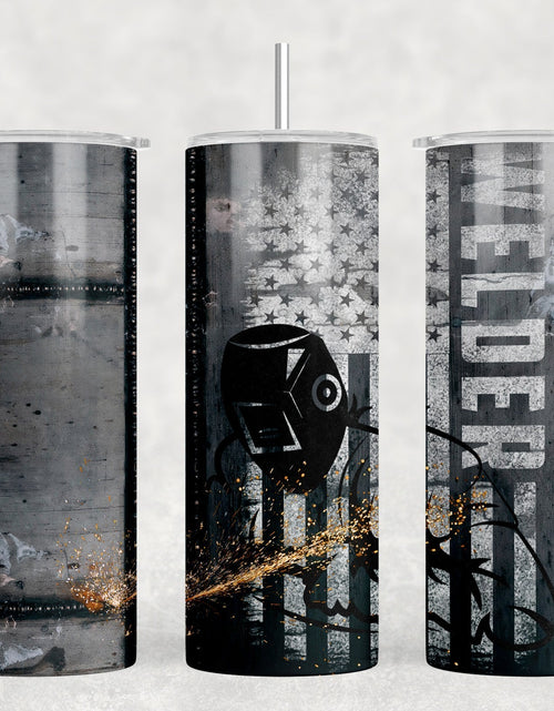 Load image into Gallery viewer, Welder - 20 oz Steel Skinny Tumbler - Optional Blue Tooth Speaker - Speaker Color will Vary by Rowdy Ridge Co
