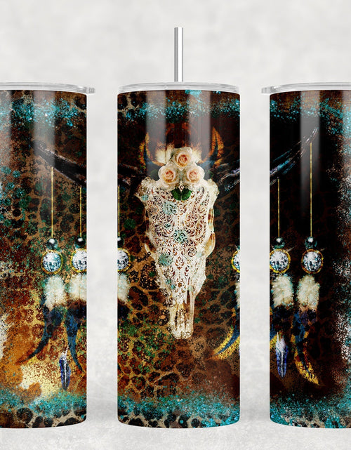 Load image into Gallery viewer, Western Bull Skull |Skinny Tumbler|Optional Bluetooth Speaker| Speaker Color Varies by Rowdy Ridge Co

