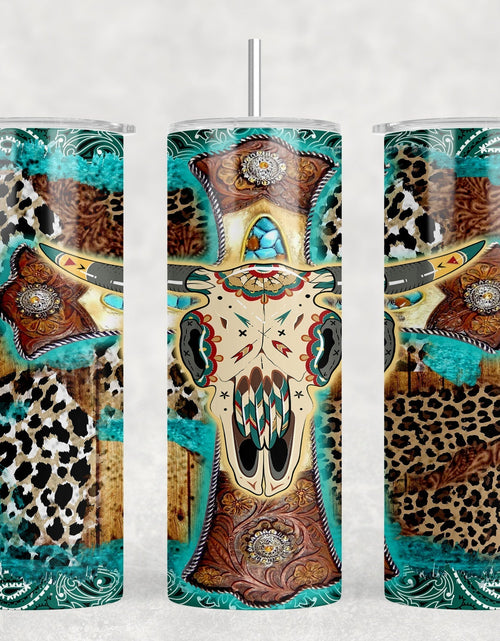 Load image into Gallery viewer, Western Bull Skull |Skinny Tumbler|Optional Bluetooth Speaker| Speaker Color Varies by Rowdy Ridge Co
