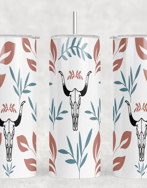 Load image into Gallery viewer, Western Bull Skull |Skinny Tumbler|Optional Bluetooth Speaker| Speaker Color Varies by Rowdy Ridge Co

