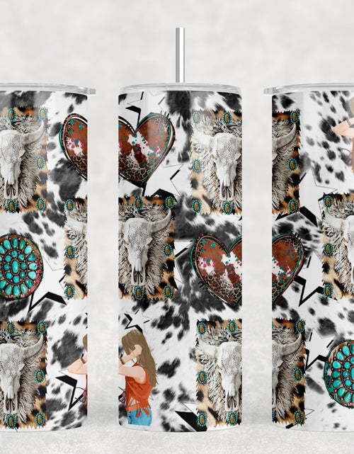 Load image into Gallery viewer, Western Collage  - 20 oz Steel Skinny Tumbler - Optional Blue Tooth Speaker - Speaker Color will Vary by Rowdy Ridge Co

