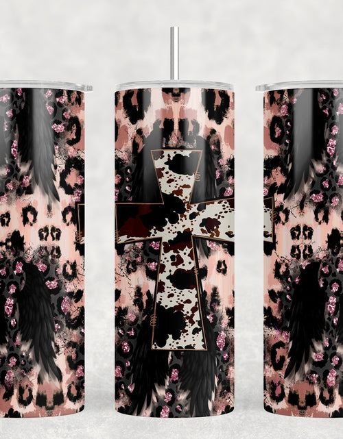 Load image into Gallery viewer, Western Wings Cross - 20 oz Steel Skinny Tumbler - Optional Blue Tooth Speaker - Speaker Color will Vary by Rowdy Ridge Co
