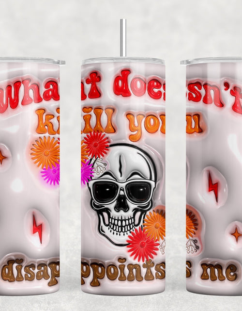 Load image into Gallery viewer, What Doesn’t Kill You Disappoints Me|Skinny Tumbler|Optional Bluetooth Speaker| Speaker Color Varies by Rowdy Ridge Co

