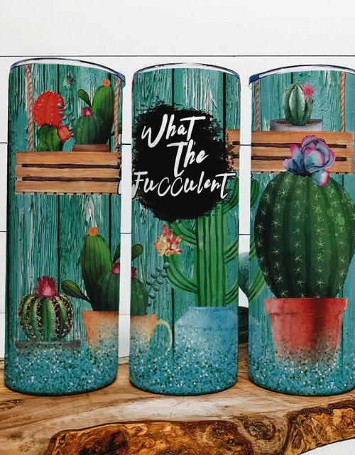 Load image into Gallery viewer, What The Fucculent Succulents - 20 oz Steel Skinny Tumbler - Optional Blue Tooth Speaker - Speaker Color will Vary by Rowdy Ridge Co
