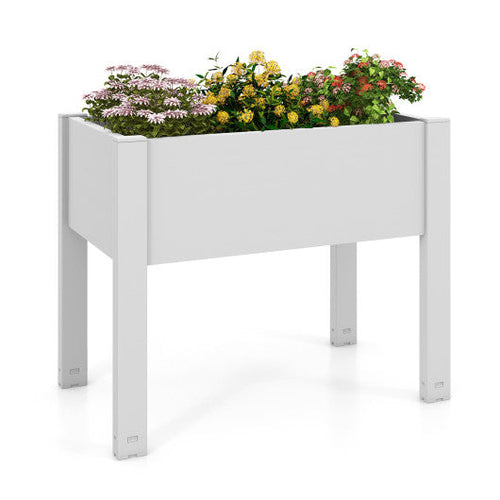Load image into Gallery viewer, 53L Raised Bed Grow Box Self-Watering Planter Box Stand with Water Level Monitor-White
