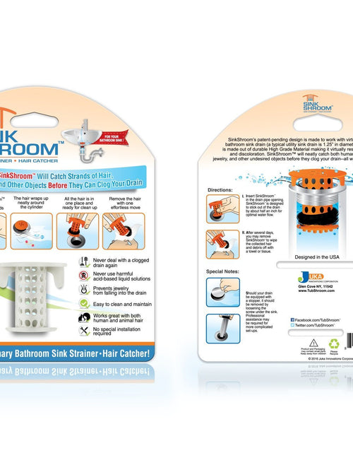 Load image into Gallery viewer, SinkShroom® (White) The Hair Catcher That Prevents Clogged Bathroom Sink Drains by TubShroom.com
