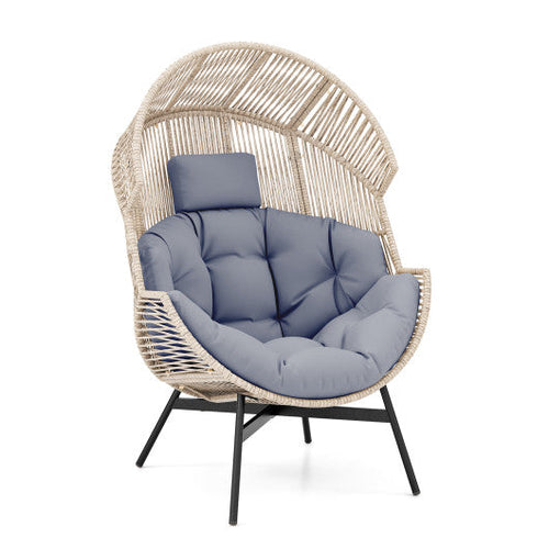 Load image into Gallery viewer, Wicker Oversized Egg Style Chair with Cushions and Headrest-Gray
