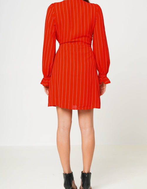 Load image into Gallery viewer, Smocked Bell Sleeve Wrap Dress in Red by Shop at Konus
