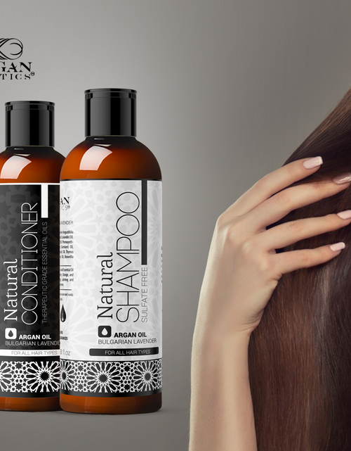 Load image into Gallery viewer, Lavender &amp; Argan Oil Sulfate Free Shampoo &amp; Conditioner 16 oz by Morgan Cosmetics
