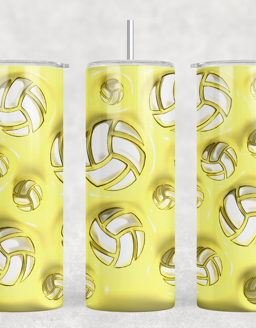 Load image into Gallery viewer, Yellow Volleyball|Skinny Tumbler|Optional Bluetooth Speaker| Speaker Color Varies by Rowdy Ridge Co
